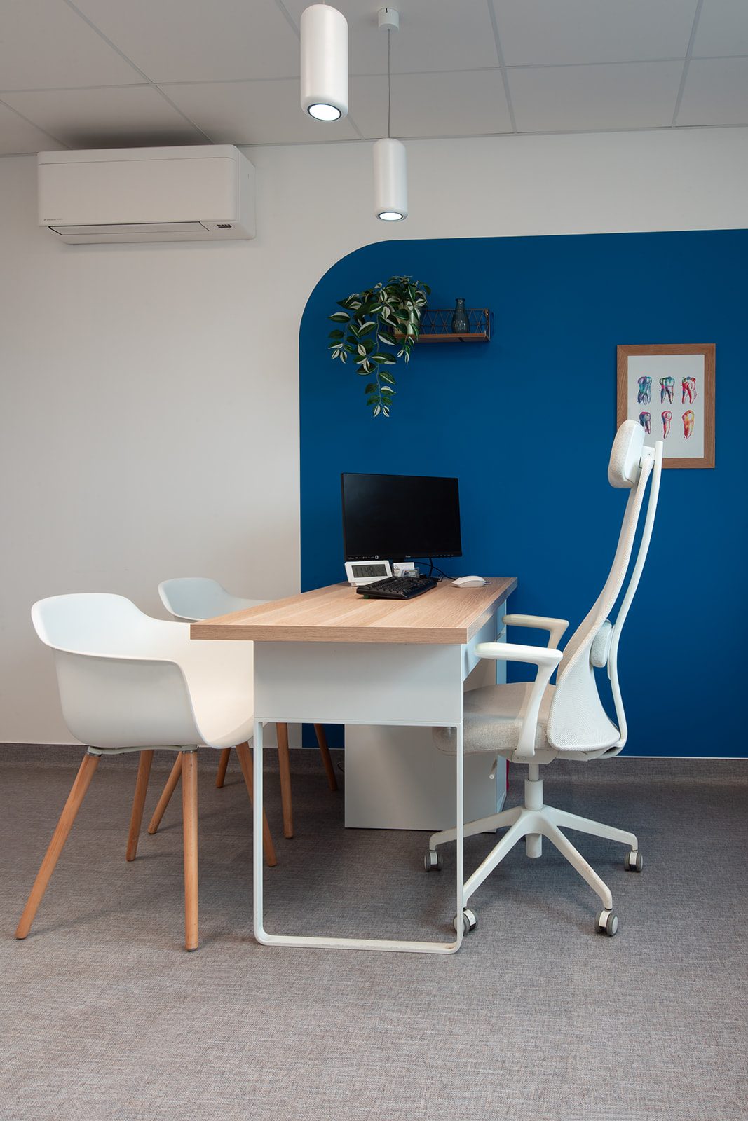 Bureau lumineux fresque bleue