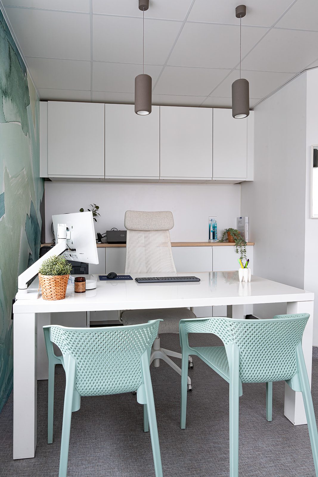 Bureau chaises menthe